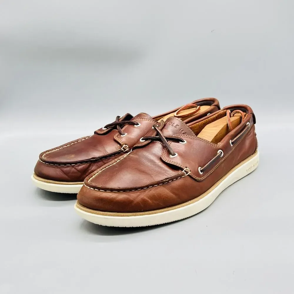 Cole Haan Shoes Mens 10.5 Brown Leather Boat Moc Toe Casual Comfort Nautical